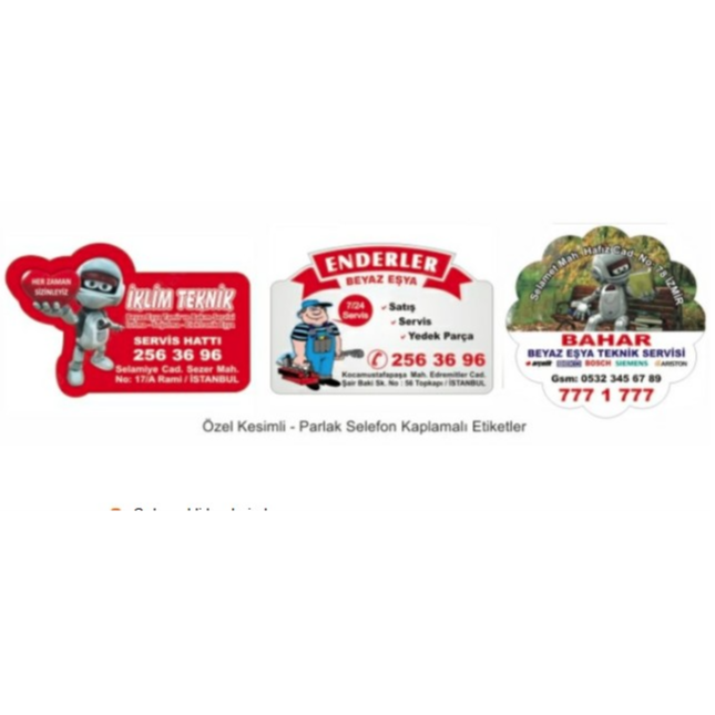 Özel Kesimli Etiket